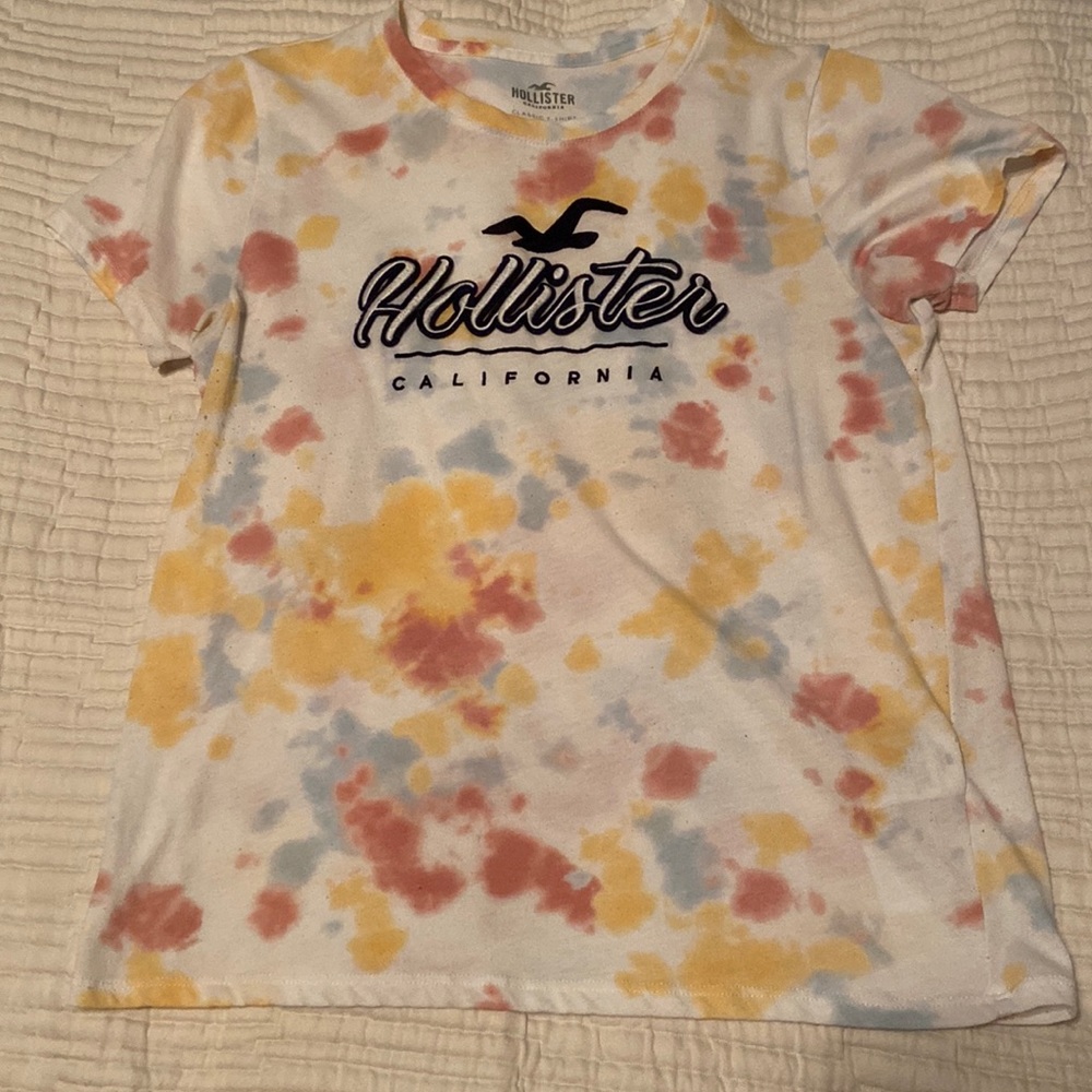 White, Tie-dye, T-shirt, Hollister